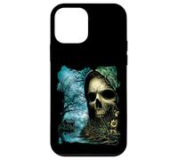 Dark Skull Lake Scene Obra de Arte de Terror Casa del Bosque embrujada Carcasa para iPhone 12 Mini