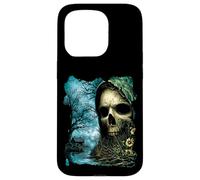 Dark Skull Lake Scene Obra de Arte de Terror Casa del Bosque embrujada Carcasa para iPhone 15 Pro