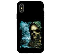 Dark Skull Lake Scene Obra de Arte de Terror Casa del Bosque embrujada Carcasa para iPhone X/XS