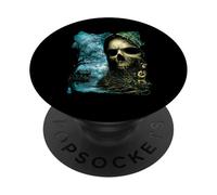 Dark Skull Lake Scene Obra de Arte de Terror Casa del Bosque embrujada PopSockets PopGrip Adhesivo