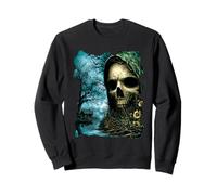 Dark Skull Lake Scene Obra de Arte de Terror Casa del Bosque embrujada Sudadera