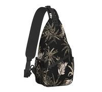 Dark Tropical Jungle Palm Leaves Tree Sling Bag para Mujeres Hombres, Crossbody Shoulder Bags Casual Sling Backpack Chest Bag Travel Senderismo Mochila para Exteriores