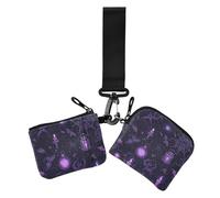 Dark Wind - Cartera de pulsera doble para mujer, diseño de vampiro misterioso, color morado, delgado, desmontable, organizador de tarjetas con llavero, 2 unidades, Dark Wind Vampire Web Mistery Purple