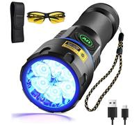 DARKBEAM Linterna Luz Negra UV 395nm Ultravioleta Lamparas 6 LEDs | USB-C Recargable Potente 60W Blacklight Portátil - Resina de curado, detector de orina de mascotas, vidrio de uranio