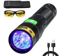 DARKBEAM Linterna Ultravioleta 395nm luz negra de alta potencia 3 LED usb- C recargable, filtro de banda ultravioleta 20w, detector de orina para mascotas, resina curada, Alfombras, A/C Fuga