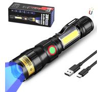 DARKBEAM linterna ultravioleta de 365 nm luz negra, linterna LED ultravioleta 3in1 usb - C recargable, se puede enfocar luz negra para la detección de orina y rocas de mascotas, resina curada
