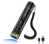 DARKBEAM Linterna UV 365nm Mini Lampara Luz Negra Ultravioleta LED [4 núcleos], Recargable Potente Blacklight, Detector para Orina, detección de fugas, Epoxy Resina, Mineral, Sangre