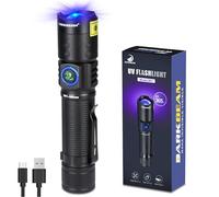 DARKBEAM Linterna UV de 365 nm, luz negra, linterna LED ultravioleta de luz negra, potente lámpara Woods recargable USB-C, enfocable portátil para detección de orina de mascotas y vidrio de uranio