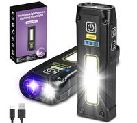DARKBEAM Linterna UV de 395 nm luz negra, linternas LED EDC de alto lúmenes USB C recargable lámpara de madera, mini bolsillo magnético brillante COB luz roja - energía de emergencia - detector de