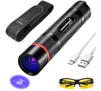 DARKBEAM Ultravioleta Luz UV 365nm Linterna Lamparas LED Negra, Potente Mini Blacklight Flashlight 370nm Portátil - Detector para Orina de Mascotas, Billetes, Epoxy Resina, Escorpión, Minerales