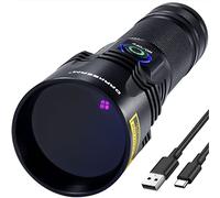 DARKBEAM Ultravioleta Luz UV 365nm Linterna Lamparas LED Negra, USB-C Recargable Potente 20W Blacklight 370nm Portátil - Detector para Orina de Mascotas, Billetes, Epoxy Resina, Escorpión, Minerales
