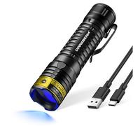 DARKBEAM UV Linterna 365nm LED Luz Negra, Mini pero Potente Linternas Ultravioleta Lámpara de Woods USB Recargable, Detector de Orina, Blacklight para Minerales, Vidrio de uranio, Ámbar, epoxy Resina