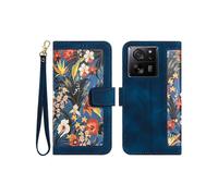 (DarkBlue) Compatible For Xiaomi 13T / 13T Pro Case with Card Slots Pattern Printed Phone Leather Cover