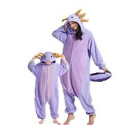DarkCom Axolotl Morado Onesie para Niños y Adultos, Carnaval Ropa de Dormir para Niños y Padres,Cosplay Halloween Disfraz Animales Navidad Pijamas 8-9 años