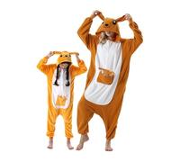 DarkCom Canguro Onesie para Niños y Adultos, Carnaval Ropa de Dormir para Niños y Padres,Cosplay Halloween Disfraz Animales Navidad Pijamas 8-9 años