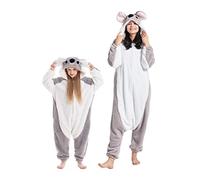 DarkCom Koala Gris Onesie para Niños y Adultos, Carnaval Ropa de Dormir para Niños y Padres,Cosplay Halloween Disfraz Animales Navidad Pijamas 2-3 años