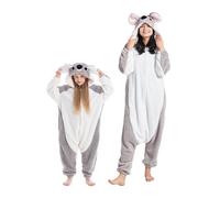 DarkCom Koala Gris Onesie para Niños y Adultos, Carnaval Ropa de Dormir para Niños y Padres,Cosplay Halloween Disfraz Animales Navidad Pijamas 12-13 años