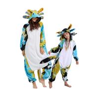 DarkCom Pijama de Cosplay de Animal,Axolote Tintado-Azul Combinación para Padres e Hijos, Pijama Suave y Cómodo, Halloween y Navidad en Familia S