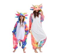 DarkCom Pijama de Cosplay de Animal,Axolote Tintado-Rojo Combinación para Padres e Hijos, Pijama Suave y Cómodo, Halloween y Navidad en Familia 12-13 años