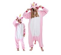 DarkCom Unicornio Rosa Onesie para Niños y Adultos, Carnaval Ropa de Dormir para Niños y Padres,Cosplay Halloween Disfraz Animales Navidad Pijamas 6-7 años