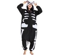 DarkCom Unisex Adulto Cosplay Esqueleto Gato Animal Onesie Kigurumi Disfraces One Piece Pijamas Carnaval Ropa de Dormir L