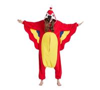 DarkCom Unisex Adulto Cosplay Loro Rojo Animal Onesie Kigurumi Disfraces One Piece Pijamas Carnaval Ropa de Dormir L