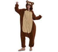 DarkCom Unisex Adulto Cosplay Oso Pardo Animal Onesie Kigurumi Disfraces One Piece Pijamas Carnaval Ropa de Dormir S