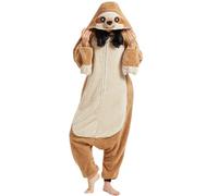 DarkCom Unisex Adulto Cosplay Perezoso marrón Animal Onesie Kigurumi Disfraces One Piece Pijamas Carnaval Ropa de Dormir S