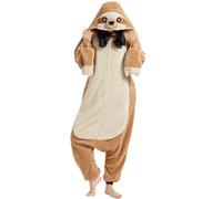 DarkCom Unisex Adulto Cosplay Perezoso marrón Animal Onesie Kigurumi Disfraces One Piece Pijamas Carnaval Ropa de Dormir 2XL