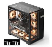 darkFlash ATX - Carcasa para PC de Torre Media con Pantalla, Vidrio de Tres Lados, Carcasa Curva de visión Completa Dual para PC, 4 Ventiladores PWM ARGB, preinstalada, Tipo C, Compatible con RTX 40