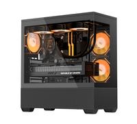 darkFlash DS900 Air ATX - Carcasa para PC, vidrio templado panorámico de 270°, 3 ventiladores preinstalados, botón de control LED RGB, torre media de alto flujo de aire, USB-C, soporta GPU de hasta
