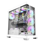darkFlash DS900 ATX - Carcasa para PC para juegos de torre media, diseño de visión completa de vidrio templado dual, 1 ventilador PWM preinstalado (no RGB), puerto frontal tipo C, soporta radiador de