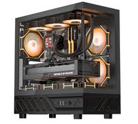 darkFlash DS950 ATX - Carcasa para PC para juegos de torre media, paneles laterales de vidrio templado duales, 3 ventiladores PWM ARGB preinstalados, E/S frontal USB-C, soporte de radiador de 360 mm