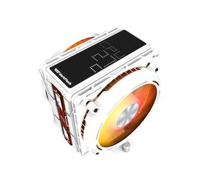darkFlash Enfriador de CPU E400 Plus blanco, pantalla digital, ventiladores ARGB duales, mATX