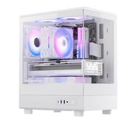 darkFlash Funda para PC Micro ATX, preinstalada con 3 Ventiladores PWM ARGB, Full View Dual Tempered Glass MATX Gaming PC, Puerto Tipo C, soporta hasta 240 mm AIO (DB330M) (Blanco)