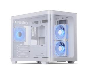 darkFlash MATX - Funda para PC para Juegos Micro-ATX, con 3 Ventiladores ARGB de 120 mm, Vista panorámica, Doble Curva, de Vidrio Templado, Puerto USB 3.0, Compatible con Doble AIO de 360 mm, Blanco