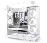 darkFlash TH285 Plus ATX - Funda para PC, diseño de conexión trasera, 4 ventiladores DM12 PRO RGB PWM preinstalados, torre media de vidrio templado, funda para juegos de alto flujo de aire, color