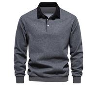 (DarkGrey, EUR S 60-70kg) Men's Clothing 2025 New Autumn Classic Design Polo Neck Sweatshirts for Men Casual and Social Wear Quality Cotton