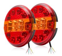 DARKGUARD 2 x Pilotos Traseros Remolque Redondo LED 12V/24V Rojo Luces Remolque Homologados E11, Impermeable IP67, 3-en-1(Freno/Posición/Intermitentes) para Remolques Camións Caravanas
