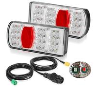 DARKGUARD 2pcs Led Pilotos Traseros Remolque Homologados E57 12V 24V Kit Luces Remolque Traseras Sumergibles con 13 Pines Enchufe y Conector Bayoneta 5 Pines, Pre-cableado 5,5m Para Caravana Camion
