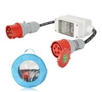 DARKGUARD Adaptador CEE 32A Enchufe a 16A Acoplamiento 5 Polos, 400V Cable 32A a 16A Adaptador CEE de 5 Pines con Disyuntor para Cargador EV, Cable H07RN-F 5G 2.5mm²