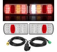 DARKGUARD Kit Luces de Remolque 13 Pines 12V/24V Pilotos Traseros Led 7Funciones | IP65 Impermeable E57 Homologados | Conector Bayoneta 5P Pre-cableado 5,5m para Caravana, Camión, Remolque Agrícola