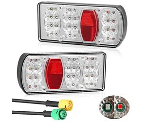 DARKGUARD Kit Luces Remolque Traseras Sumergibles 12V 24V Pilotos Led Traseros Remolque Homologados E57 con Conector Bayoneta 5 Pines Para Coche, Caravana, Camion, Tractor, Remolque Agricola