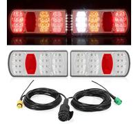 DARKGUARD Kit Luces Traseros Remolque 13 Pines 12V/24V 7Funciones Pilotos Led | IP65 E57 Homologados | Conector Bayoneta 5P Pre-cableado 5,5m + 25cm Extra para Remolque Agrícola, Caravana, Camión