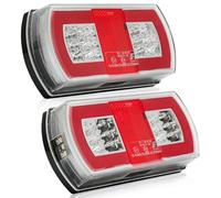 DARKGUARD Kit Pilotos Traseros Remolque LED Rectángulo 12V/24V Luces Remolque de Matrícula Homologados E4, IP67 Impermeable, Fijado con Perno, 5-en-1 para Remolques Camións Caravanas Tractors
