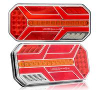 DARKGUARD Luces Remolque Traseras Pilotos Led Remolque 12V 24V Trailer Rear Lights Faros Led para Remolques Caravan Camión 7 Funciones con Luz Antiniebla y Reflector ECE IP67 Homologados