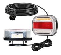 DARKGUARD Luces Traseras para Remolque LED con Iman 12V/24V Homologado E9 Impermeable IP67, 5 en 1 Piloto Remolque Magnético Lámpara Trasera Indicador de Freno para Remolque, Camión y Caravana