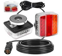 DARKGUARD Luces Traseros Remolque Magneticas LED Cuadrado Portatiles 12V/24V Pilotos de Remolque 7 Pines con Iman y Cableado 7,5 m, Homologados E4, IP67 Impermeable, 5-en-1 para Remolques Caravanas