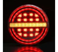 DARKGUARD Luz Trasera LED Redonda Roja 12V/24V 3-en-1 (Freno/Intermitente/Luz Posición) | Homologada E9 | IP67 Impermeable Piloto Trasero para Remolques, Camiones, Caravanas y Tractores