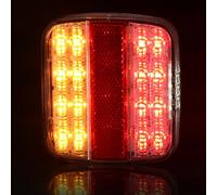 DARKGUARD Piloto Trasero LED de Remolque Cuadrada Blanca 12V/24V 5 en 1 (Freno/Intermitente/Posición/Luz Matrícula/Reflector) | Homologada E9 | IP67 Impermeable para Remolques y Furgonetas